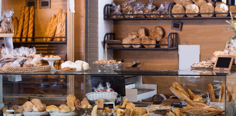 Products on display in a bakers shop