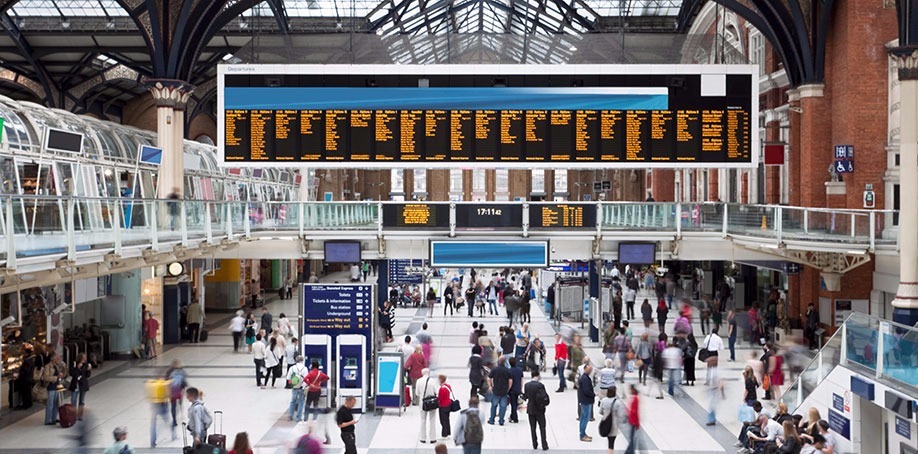 Train Station Concourse Showing Variety of Food to Go Outlets